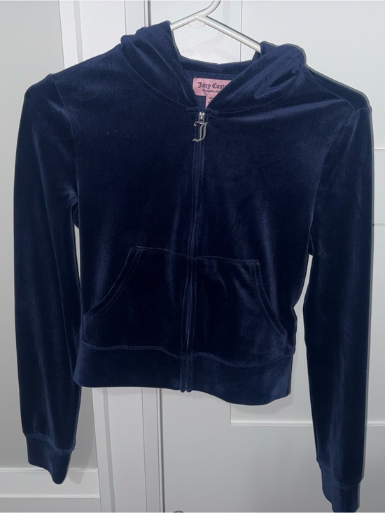 Juicy Couture Pants - Juicy Couture Girls' Navy Velour Hooded Zip Jacket
